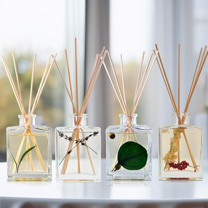 Urban Naturals Oud Reed Diffuser Set – Bergamot, Raspberry, Oud, Musk, Warm Amber – Made with Essential Oils – Sleek Rectangular Refillable Glass Bottle – Made in the USA
