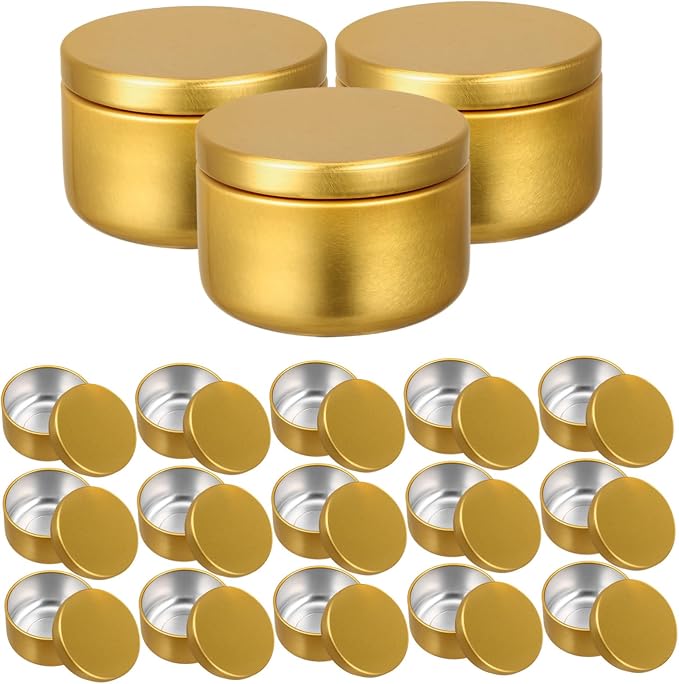 DIYEAH 24 Pcs Round Aluminum Candle Tins Bulk for DIY Candle Making Portable Metal Jars for Solid Aromatherapy Gift Containers for Crafts Candies and Small Storage