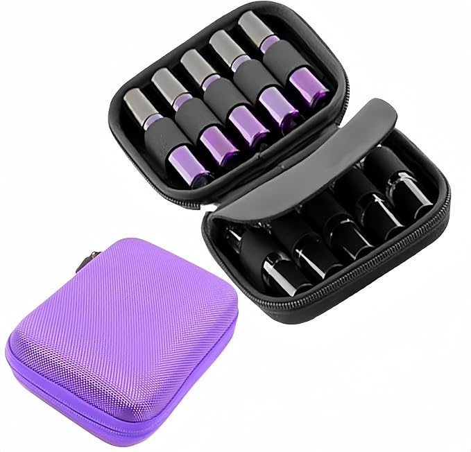 Essential Oil Carrying Case Organizer Holds 10 Bottles (5ml/10ml/15ml)Standard & Rollers Bottles,EVA Hard Shell Roller Bottles Travel Organizer,Portable Essential Oil Travel Case with Zipper