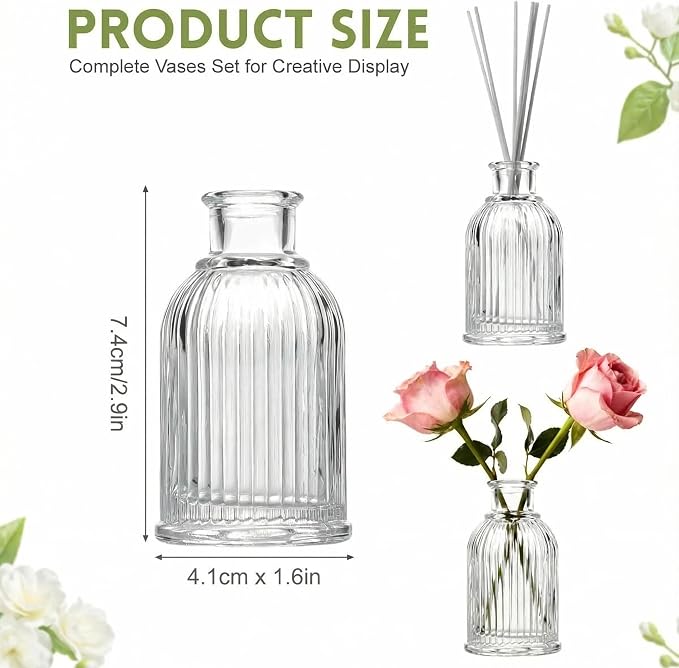 Glass Diffuser Bottles 2.9 High 40ml 1.35 Fl Oz Round Aroma Bottles Diffusers Vase Fragrance Accessories Use for DIY Replacement Reed Diffuser Sets Craft Projects Wedding Party