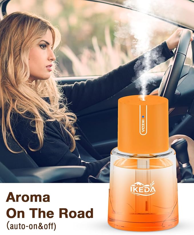 Smart Car Aroma Diffuser | 100ml Essential Oil Diffuser with Lavender Scent | 3-Mode Car Diffuser |Strong Scent Car Freshener | Car Air Fresheners for Men Women (Orange)