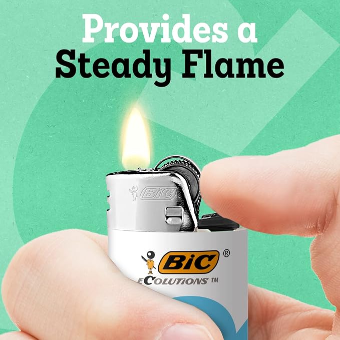 BIC Ecolutions Maxi Pocket Lighter, 6-Pack of Ecofriendly Candle Lighters, 100% Recycled Packaging and 55% Recycled Metal, 30% Carbon Offset