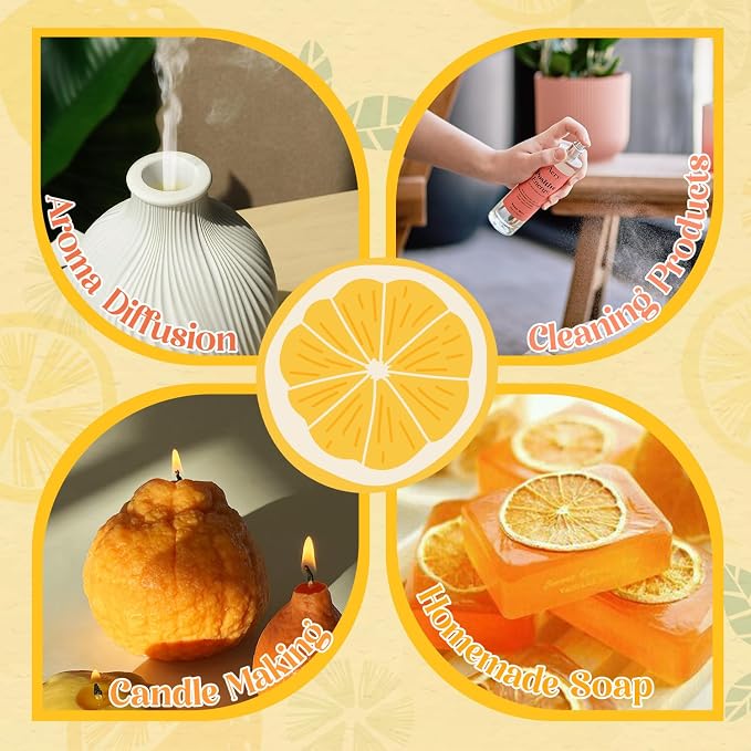 ARVIDSSON Citrus Essential Oils Set, Natural Fruit Essential Oil for Diffuser, Candle Making - Grapefruit, Bergamot, Sweet Orange, Lemon, Lime, Tangerine, Citrusy Scented Oils for Home
