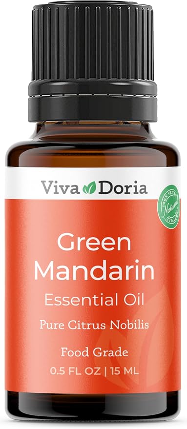 Viva Doria Green Mandarin Essential Oil, 100% Pure, Natural Essential Oil, Undiluted, for Aromatherapy | Food Grade, 15 mL (0.5 Fluid Ounce)