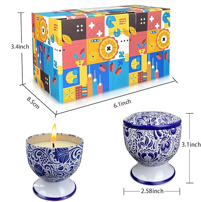 Home Aromatherapy Candles, 2 Packs of 4-Ounce Natural Fresh Freesia and Lavender Aromatherapy Candles, Suitable for Women, Portable Candle Gifts for Mother's Day, Birthdays, and Christmas