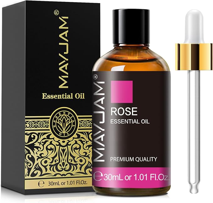 Rose Essential Oil 30ML/ 1.01FL.OZ, MAYJAM Pure Aromatherapy Rose Oil for Massage, Diffuser, Soap Making, Long Lasting Scents