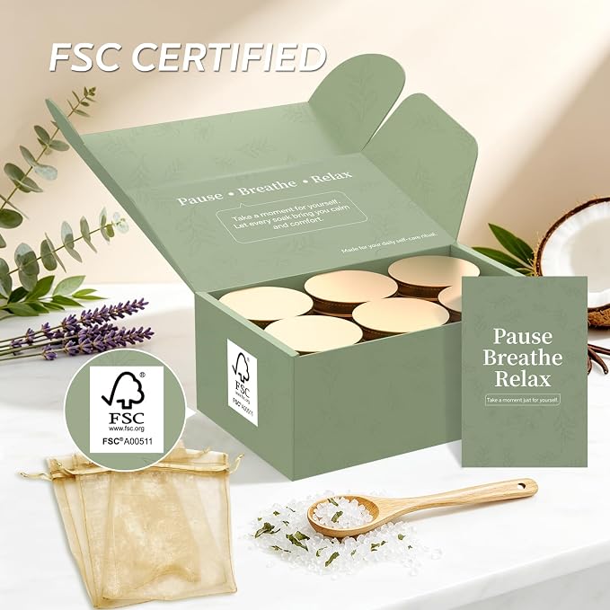 Epsom Bath Salt Gift Set for Women, 6 PCS (3 Scents 2 Each): Lavender, Eucalyptus & Vanilla Coconut, Relaxing Self Care Spa Gifts for Mom, Her, Birthday, Stress Relief & Get Well Soon