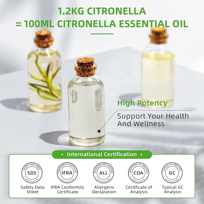 HIQILI 16 Fl Oz Citronella Oil for Homemade Sprays, Add to Diffuser