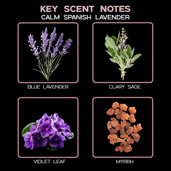 Calm Spanish Lavender Diffuser Oil - Luxury Essential Oils for Diffuser Refill & Air Freshener Room Spray - Long-Lasting & Natural Home Fragrance, Scented Oil for Diffusers, USA Made, 4oz