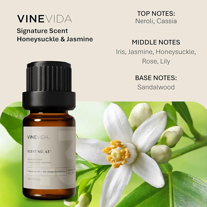 VINEVIDA [0.33oz] Honeysuckle & Jasmine Fragrance Oil for Candle Making and Soap Making - Premium Candle Scents for Soy Candles