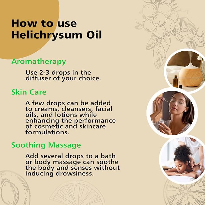 GM Gumili Helichrysum Essential Oil, 100% Pure Helichrysum Oil for Skin, Bruising, Body, Spray & DIY- 10ml