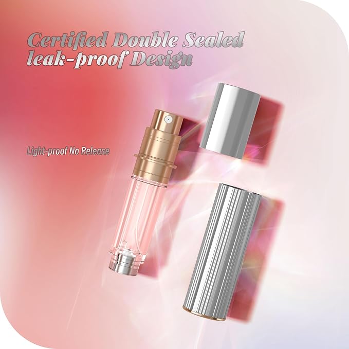 YIERSO 10ml Perfume Atomizer Travel Refillable,Bottom-Filling Fragrances Perfumes Bottle,Mini Cologne Dispenser, Portable Sprayer Pocket Size for Women Men Cruise Car Trip Gift 0.34oz (Sliver-10ml)