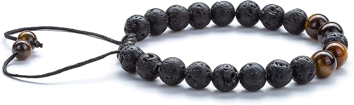 Men Women 8mm Lava Rock Aromatherapy Anxiety Essential Oil Diffuser Bracelet Braided Rope Natural Stone Yoga Gifts Beads Bracelet Bangle-21017