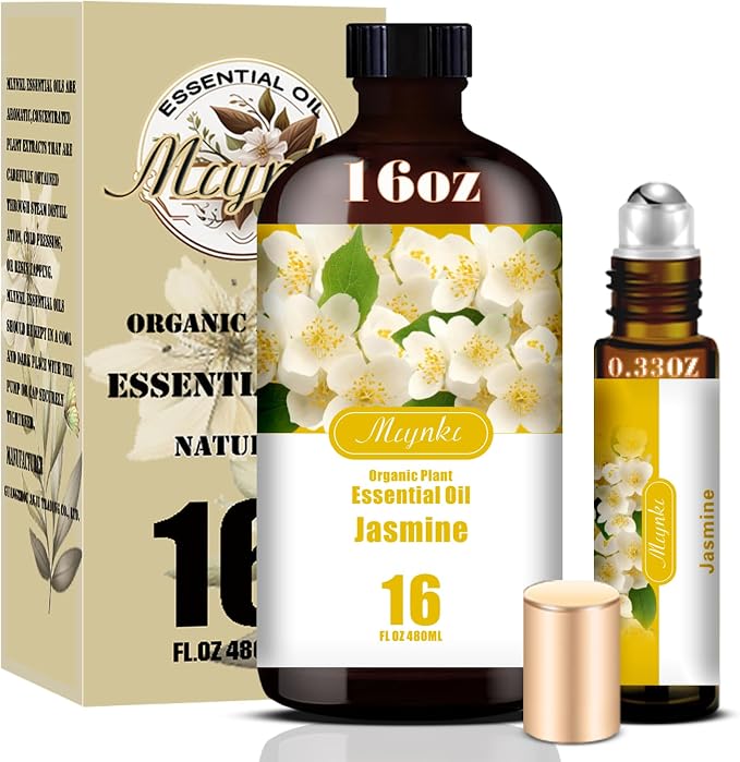 Jasmine Essential Oil, Jasmine Oil for Romance, Diffuser, Humidifier, Massage, DIY Candle, Soap, Skin Care, Yoga, Gift Ready, Jasmine Fragrance Oil - MLYNKL Essential Oils (16.33 fl oz / 490ml)