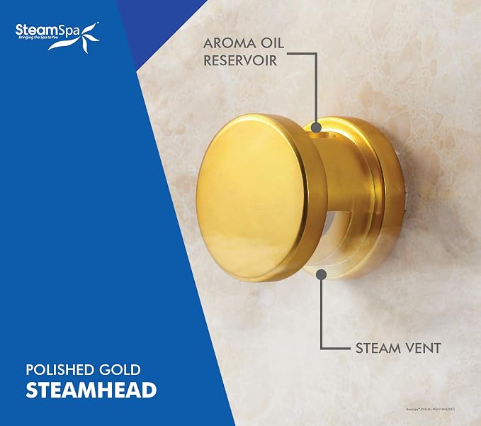 Premium 10.5 KW QuickStart Acu-Steam Bath Generator Package with Built-in Auto Drain in Polished Gold Finish|Touch Panel Control System|PRT1050GD-A