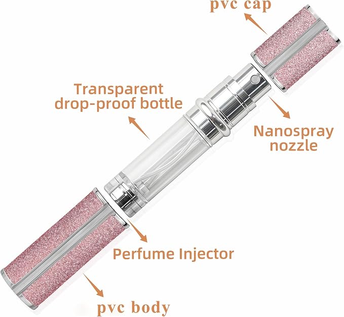 5ml Perfume Spray Bottle, AG00LG Leather Refillable Dispenser Bottom Fill Fragrance Scent Container, Portable and Leak-proof Suitable for Traveling & Outgoing (Sparkling Green)