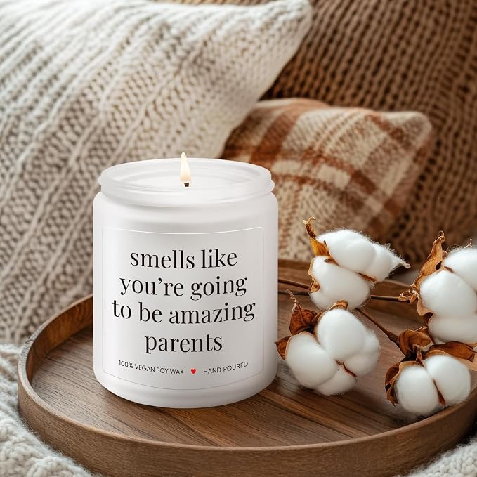 New Parents Gifts for Couples, New Mom & Dad - Funny Christmas, Pregnancy, Gender Reveal Gifts for Parents to Be, Expecting Mom, Lavender Scented Candle