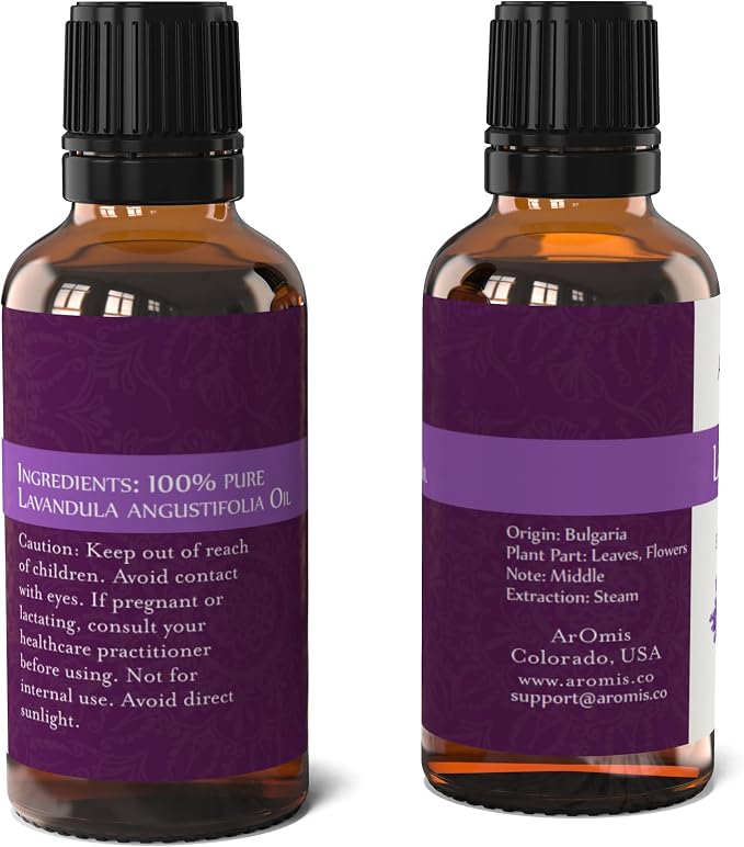 ArOmis Organic Lavender Essential Oil - Therapeutic Grade - 30ml (1 Fl Oz) 100% Pure, Premium, Undiluted, Oils Perfect for Aromatherapy Diffuser