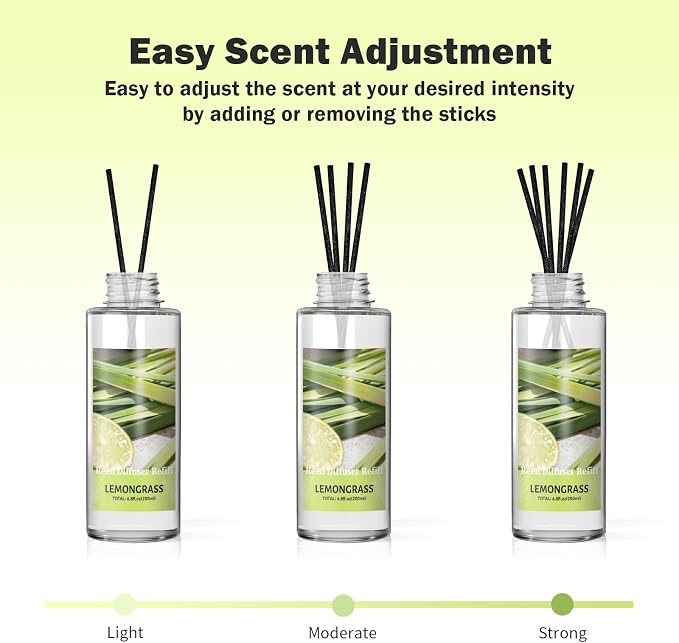 SCENTORINI Reed Diffuser Oil Refill, Lemongrass Diffuser Oil 6.76 Fl Oz, Summer Scented Essential Oil Refill Long Lasting Home Fragrance for Room Spa Aromatherapy Bathroom Hotel Decor, Patio, Outdoor
