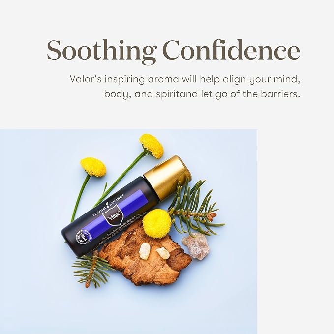 Young Living Valor Roll-On 10 ml - Essential Oil with Aroma Theraphy. It Contains Frankincense, Black Spruce, Blue Tansy, Camphor Wood, and Geranium, Yoga and Meditation
