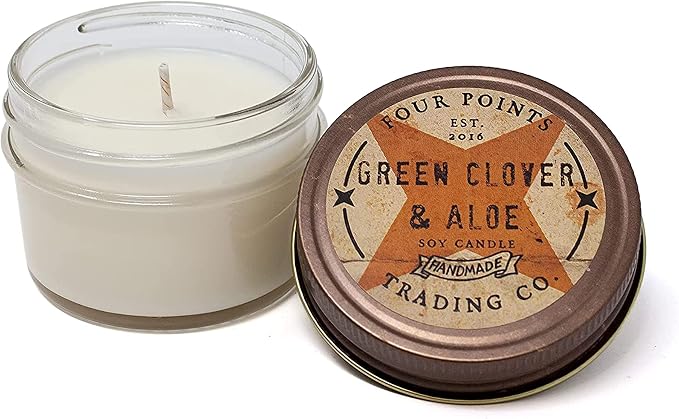 Green CloverScented 4 Oz Soy Aromatherapy Candle w/Jar - Four Points Trading Co.