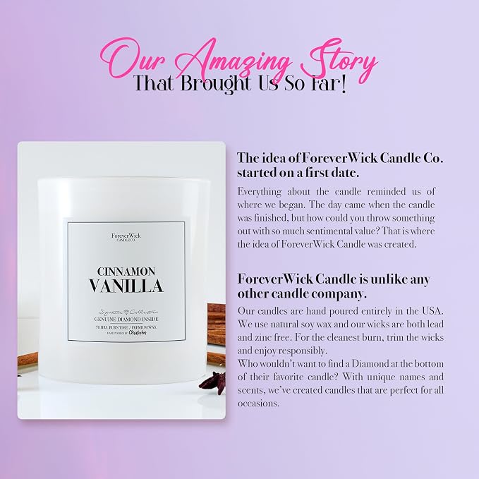Foreverwick Cinnamon Vanilla Candle | Diamond Candle | Scented Jar Candle | Strong Scented Candles for Decor | 14 oz & 70 Hrs Burning Time