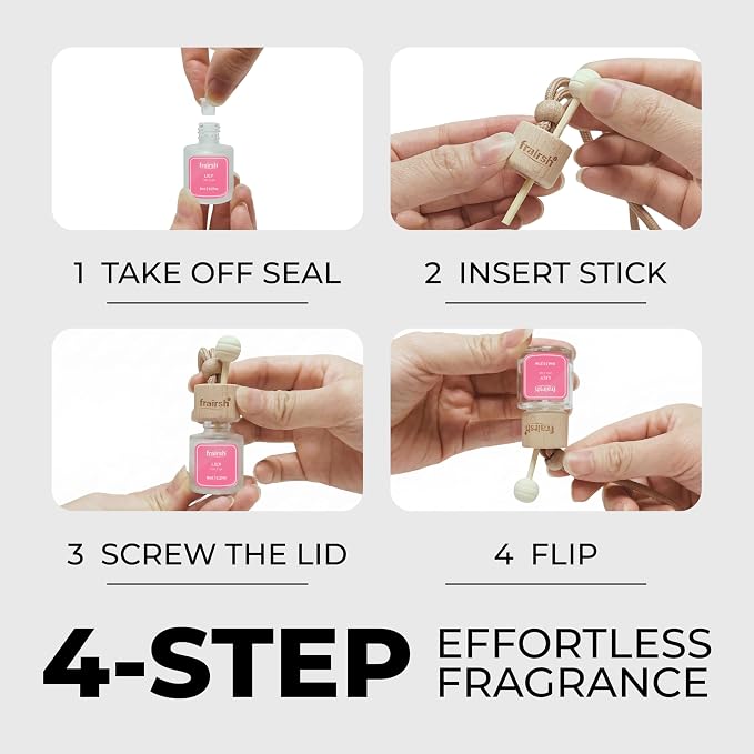 Hanging Car Air Freshener 3 Count, 8 ml Each, Lily Scent, Natural Odor Eliminator Essential Oil Diffuser, Gentle Soft Elegant Non-Overpowering Fragrance