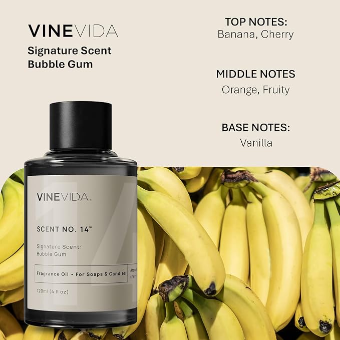 VINEVIDA [4oz] Bubble Gum Fragrance Oil for Candle Making and Soap Making - Premium Candle Scents for Soy Candles