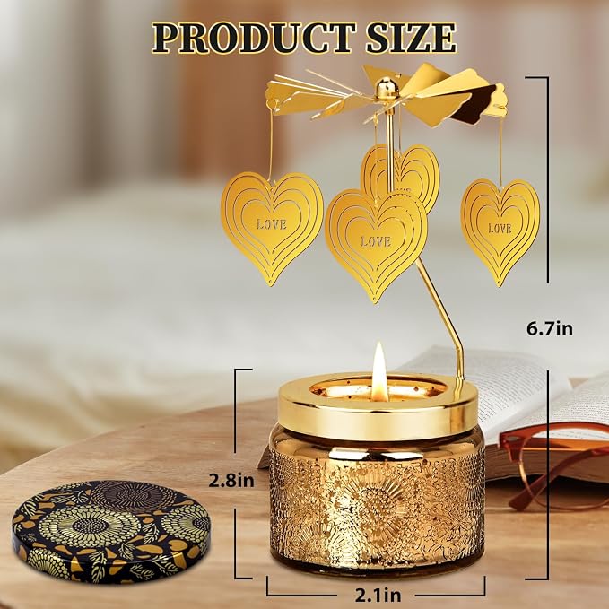 Nialnant I Love You Scented Candle Gifts for Her Him, Heart Birthday Gifts for Mom Grandma Girlfriend Wife Men Dad Husband Boyfriend, Rotating Scented Candles