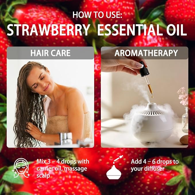 Strawberry Essential Oil - Strawberry Fragrance Oil for Diffuser, Massage, Humidifier, DIY Candle, Soap Making, Home, Bath, Yoga - 16 fl oz (480ml) - ZODION Essential Oils
