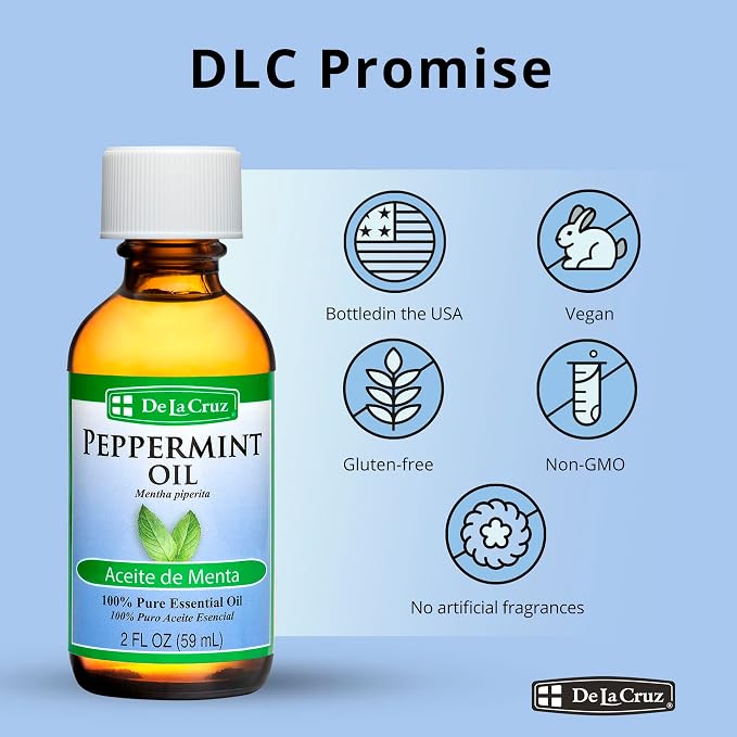 De La Cruz Peppermint Essential Oil - 100% Peppermint Oil for Aromatherapy - Steam Distilled - 1 Fl OZ (3 Bottles)