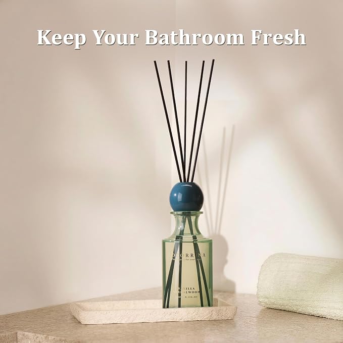 COCORRÍNA Vanilla Sandalwood Reed Diffuser 8.5 oz, Home Fragrance Oil Diffuser with 6 Reed Sticks, Long-Lasting Scent for Bathroom, Bedroom & Home Décor