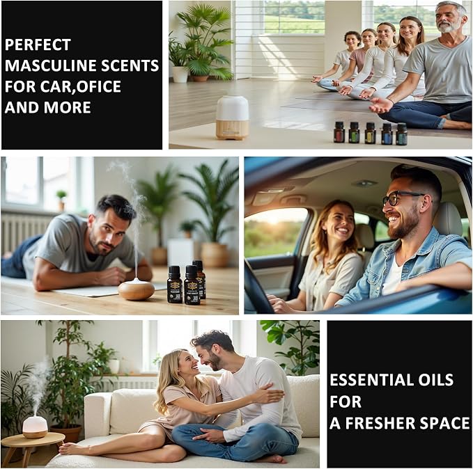Essential Oils Set, Fragrance Oil for Diffusers Charming Mans Kit | 8 Packs Essential Oils for Diffusers for Men, Home and Party, Classic Fragrance Oil for Variety Use As Great Gift for Men