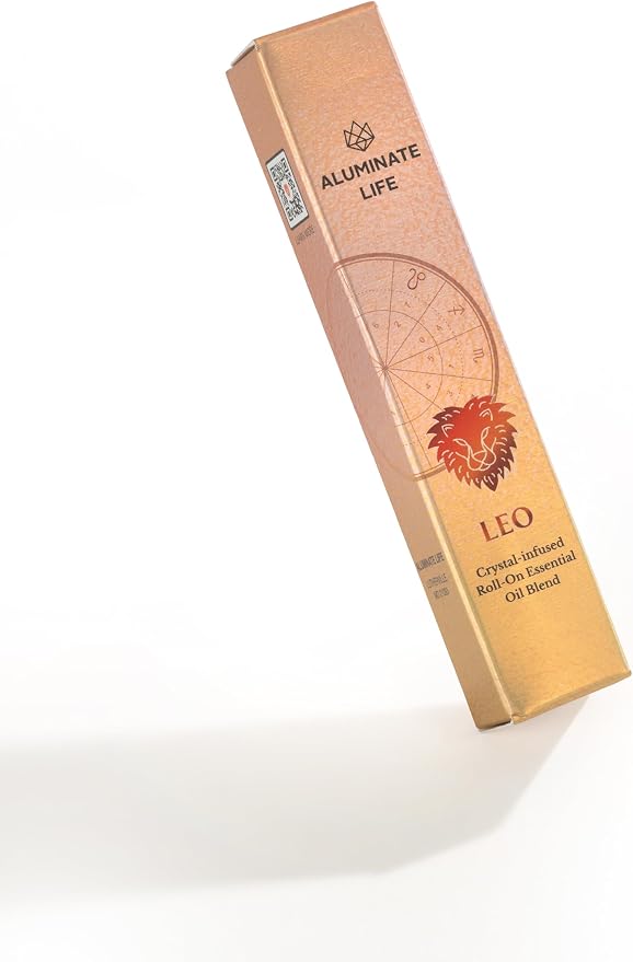 Leo Zodiac Crystal-Infused Essential Oil Rollerball, Aromatherapy Blend - Confidence & Vitality, Premium Astrology Sign Birthday Gift, Natural Therapeutic Roller, 10 mL