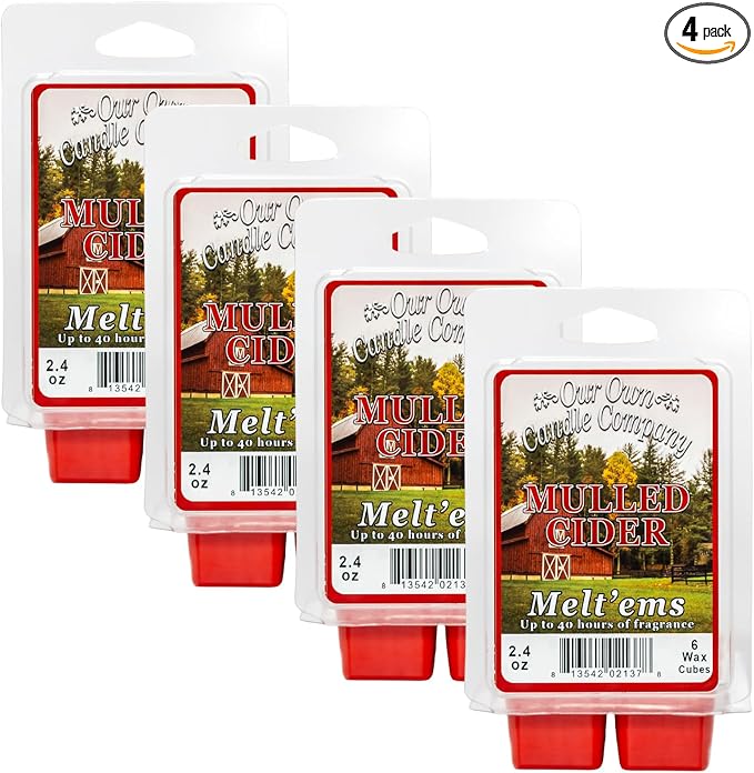 Our Own Candle Company Premium Wax Melt, Mulled Cider Scent, 6 Cubes, 2.4 oz (4 Pack)