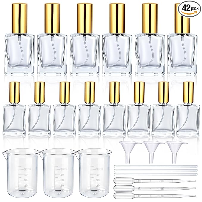 Sawysine 30 Pcs 15/30ml Glass Perfume Bottles Set 20 Bottle 15ml, 10 Bottle 30ml, Mini Glass Empty Spray Atomizer Bottles Bulk with Tools for Perfume Making, Essential Oil, Liquid