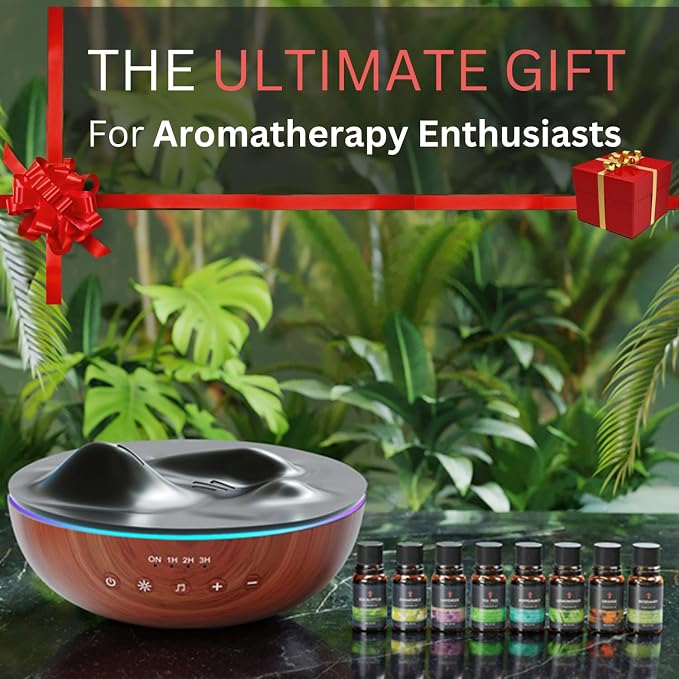 Aromatherapy Essential Oil Diffuser for Large Room with Essential Oils Kit, 500ml Ultrasonic Quiet Cool Mist Aroma Humidifier for Home, 8 Relaxing Sounds, White Noise, Timer, Waterless Auto-Off Safety
