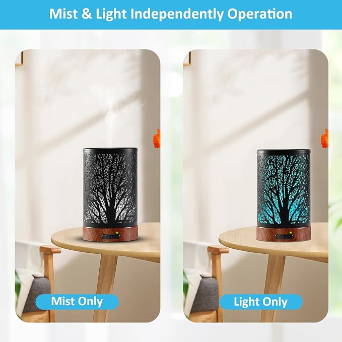 Essential Oil Diffuser - 150ML Metal Aromatherapy Diffuser for Essential Oils with 7 Colors Lights Gifts for Mom Auto Shut-Off & Ultrasonic Cool Mist Diffuser, Ambience for Home