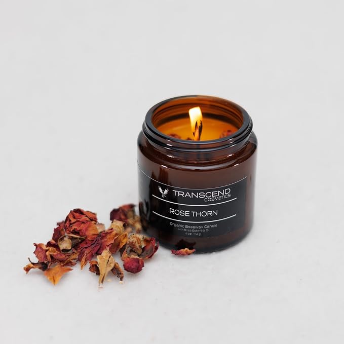 Rose Thorn Organic Beeswax Candle 4 oz (Small)