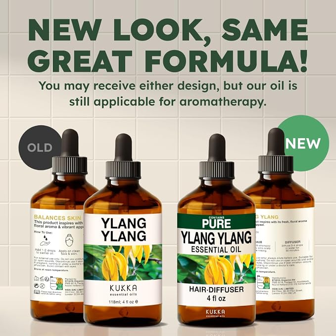 100% Pure Ylang Ylang Oil - 4 Fl Oz Ylang Ylang Essential Oil for Hair, Skin, Diffuser, Aromatherapy & DIY Soap Making Scent