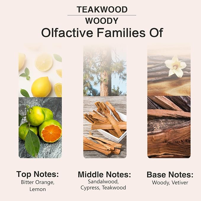 PHATOIL 3.38FL.OZ Teakwood Fragrance Oils for Aromatherapy, Essential Oils for Diffusers for Home, Perfect for Diffuser, Yoga, Skin Care, DIY Candle and Soap Making - 100ml