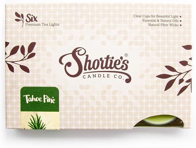 Tahoe Pine Premium Tealight Candles - Highly Scented with Essential & Natural Oils - 6 Green Tea Lights - Beautiful Candlelight - Made in the USA - Fresh & Clean Collection