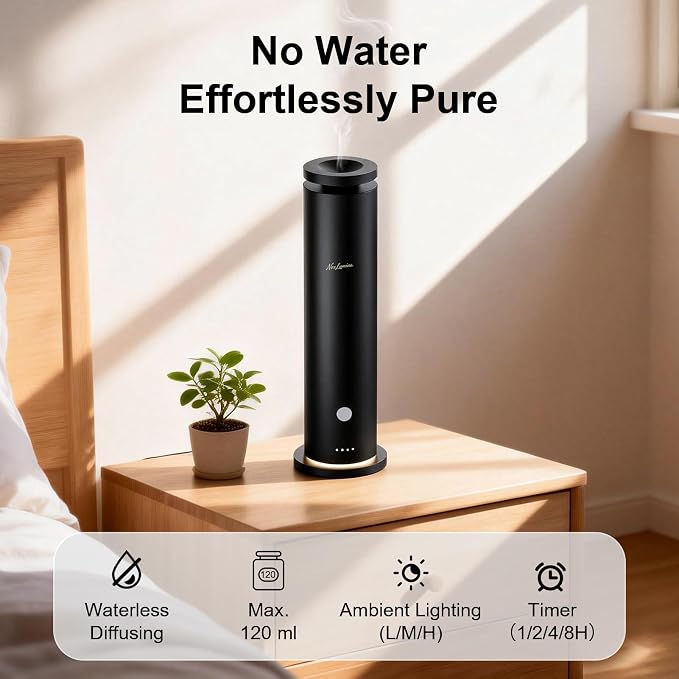 Waterless Scent Diffuser Starter Kit with 5 Essential Oils, Luxury Hotel-Class 1500 Sq Ft Cover Aromatherapy Diffuser Oil Machine, 6 Mist 4.06Oz Air Diffusers for Home Large Room Hotel SPA