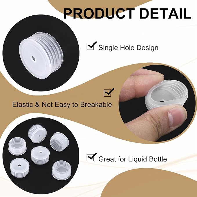 PATIKIL Bottle Adapter 0.98"/25mm Press in Plugs Clear 25Pcs, 0.17" Hole | for Oral Dispenser Liquid Oil Plastic Glass Bottles Stopper