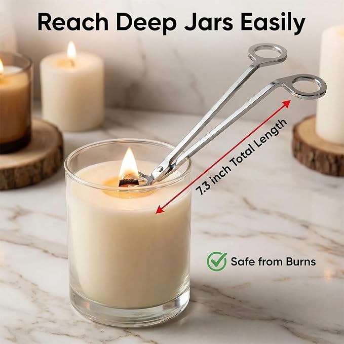 Candle Snuffer, Candlesnuffers Wick Snuffer Candle Accessory, Stainless Steel Wick Flame Extinguisher for Putting Out Candle Flame Safely (Silver Candle Wick Trimmer)