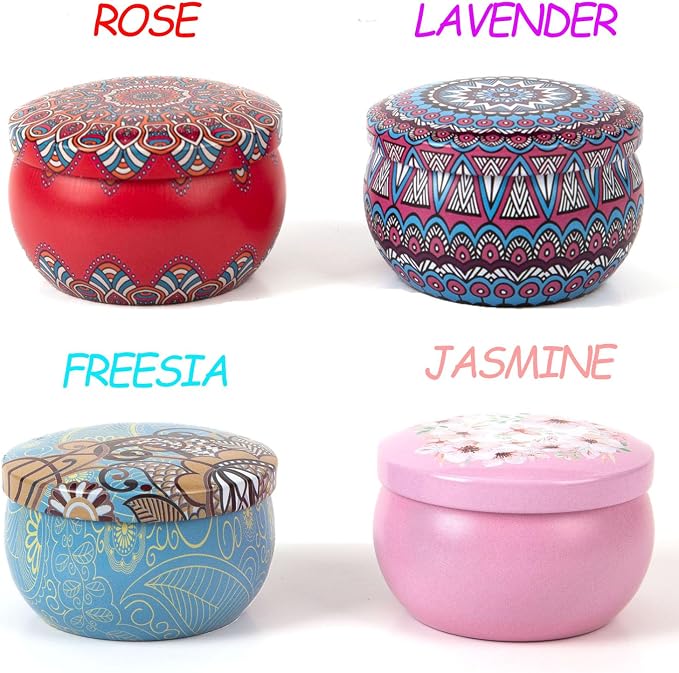 Scented Candles Gift Set, Natural Soy Candles Non Toxic, 4 Pack | 5% Essential Oils , Ideal For Home Decor, Bath, Yoga, Birthdays And Gifts For Women