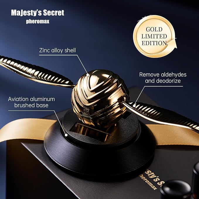 Majesty’S Secret Solar Car Air Freshener Diffuser with 2 Essential Oil Refills, Long-Lasting Auto Scent, Odor Eliminator, Refillable Fragrance Oil Diffuser for Dashboard