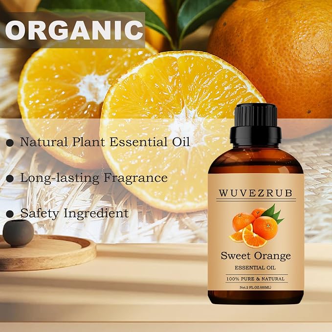 Sweet-Orange Essential Oil 60ML, 100% Pure and Natural for Aromatherapy Diffuser - 2 Fl Oz