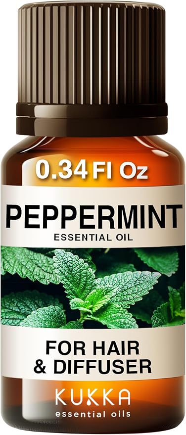 100% Pure Peppermint Oil - 0.34 Fl Oz Peppermint Essential Oil for Hair, Skin, Diffuser, Aromatherapy & DIY Soap Making Scent