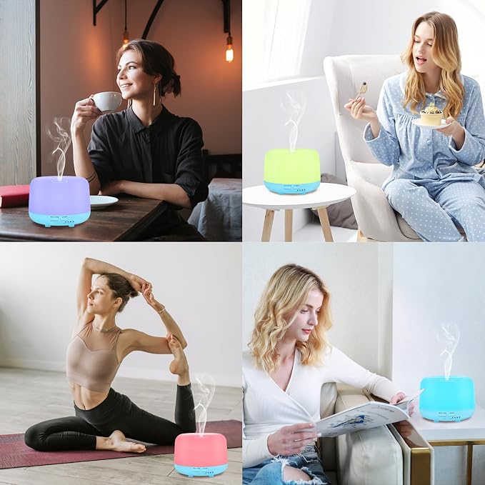 Marchred 300ML Essential Oil Diffuser with Remote Control, 7 LED Color Changing Light, 8 Hour Cool Mist Fragrance Air Humidifier